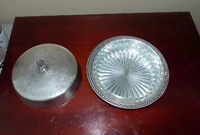 £6 • Buy Vintage E.P.N.S. Butter Dish With Clear Glass Liner;