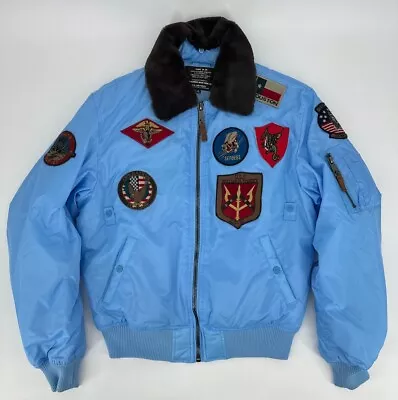 Top Gun Bomber Jacket Mens XL Vintage Aviator Type B-15 US AIr Force Patches USA • $150