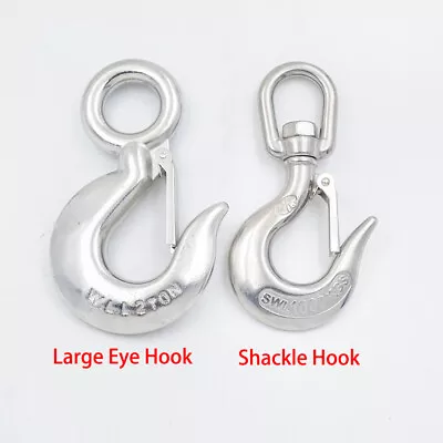 Hook Swivel With Safety Catch Eye Hook Lifting Winching Recovery Rigging 0.5T-2T • £5.68