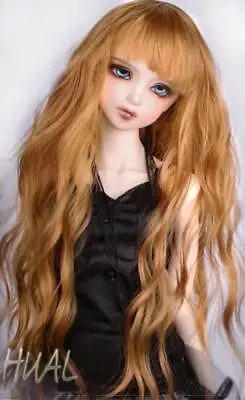 8-9  1/3 BJD Long Curly Wavy Bouncy Lighten Auburn Wig Doll Crimped Hair QWX1 • $23.22