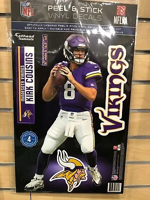 Kirk Cousins Minnesota Vikings 4 Piece Fathead 11 X17  Wall Graphic Decals • $19.99