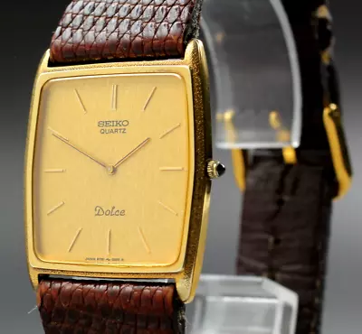 [Near MINT] Seiko Dolce 6730-5180 Gold Tank Shape Square Men's Quartz From JAPAN • $159.90