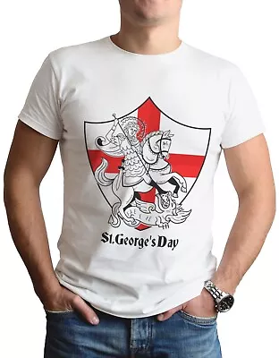 St Georges Day T-Shirt Gift Saint George English Flag Party England Top Tee • £8.99