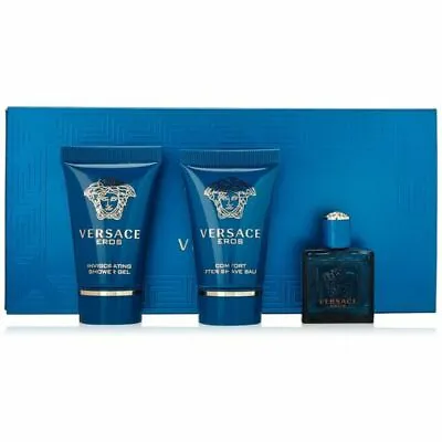 Versace Eros Mini Gift Set EDT Cologne For Men + Shower Gel + After Shave Balm • $25.99