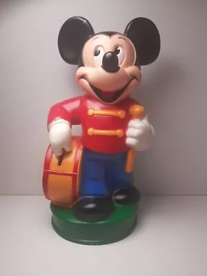 Vintage Disney Mickey Mouse Plastic Coin Piggy Bank Drum Moveable Arm Drummer • $9.99