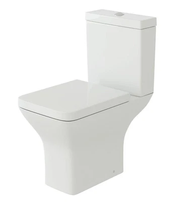 £136.99 • Buy Modern Toilet Pan Square Soft Close Coupled Ceramic Cistern Bathroom Seat WC