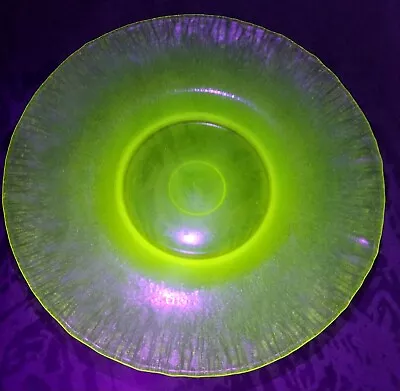 Vtg Northwood / Fenton Type TOPAZ Stretch Vaseline Glass Dessert Plate Uranium  • $30