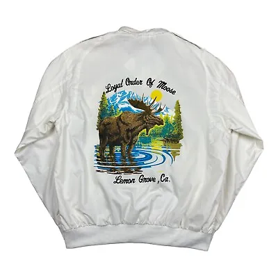 Vtg 80s Loyal Order Of Moose Hand Painted Cafe Racer Jacket Large Lemon Grove CA • $52.49