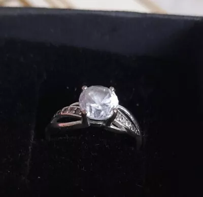  9ct White Gold CZ Solitaire Ring Size K  (24) • £60