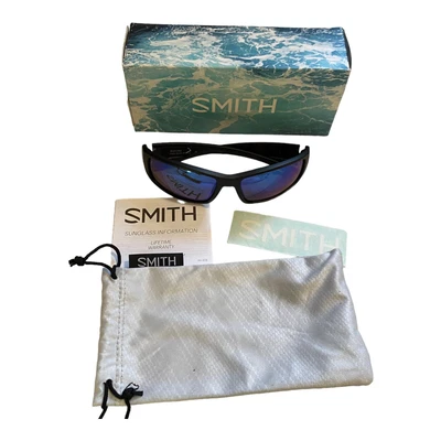 $54.39 • Buy Men’s Smith Optics Survey Polarized Sunglasses Matte Black Blue Mirrored - NEW