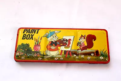 Vintage 1950's Child's Tin Litho Toy Paint Box Watercolor Rabbit • $34.99