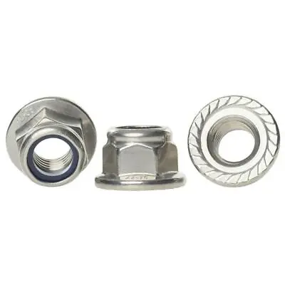 Serrated Flanged Nyloc Nuts A2 Stainless Steel Flange Nylon Locking Nut Din 6926 • £46.44