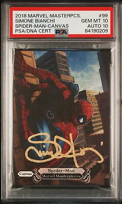 2018 Marvel Masterpieces Canvas Spider-Man #99 PSA 10 / 10 Aftermarket Auto • $700