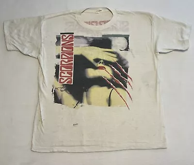 Vintage Scorpions Savage Amusement Tour T-Shirt Size Medium 1988 White • $68