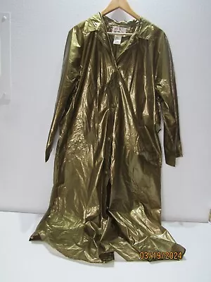 Vtg Kenn Sporn Wippette Gold Vinyl Rain Coat M Long Trench Vinyl 93677 • $49.99