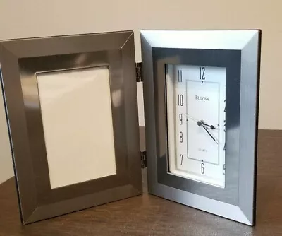 Bulova Quartz Decorative Ceremonial Fold Out Picture Frame/Clock-Holds 4 X6  Pic • $3.95