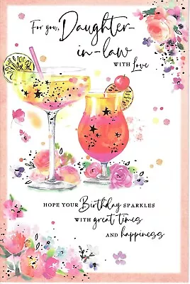 Daughter In Law Birthday Greeting Card 9 X6  Cocktails • £2.89