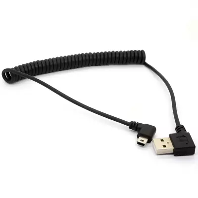 Coiled Mini USB Cable 90 Degree Spring USB 2.0 To Mini USB Cable Cord Right • $11.84