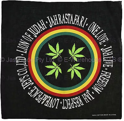 Bandana Head Scarf Wrap Mull Weeds Marijuana Hippie Cannabis Leaf ONE LOVE PEACE • $4.95