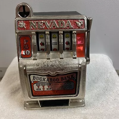 $39.99 • Buy Vintage Nevada Buckaroo Slot Machine Coin Bank 3-Reel Slot