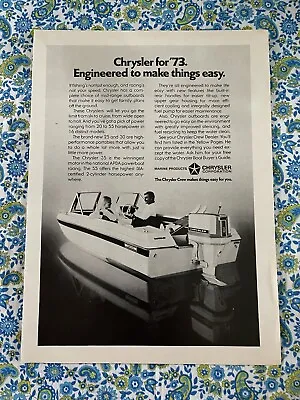 Vintage 1973 Chrysler Outboard Boat Motors Print Ad • $6.90