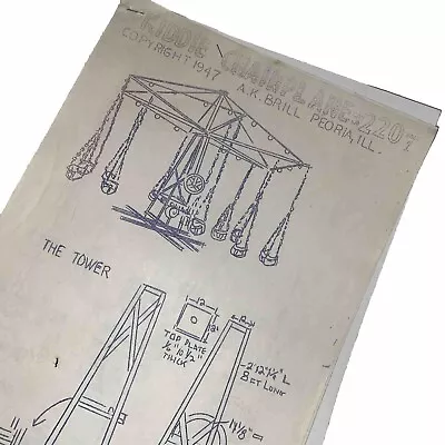 A.K. BRILL Vintage Carnival Ride Kiddie Chairplane Instructions Schematics Rare • $15.58