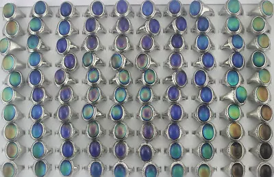 35pcs Lady Fashion Wholesale Lots Oval Change Color Mood Ring Silver P Jewelry • $20.99