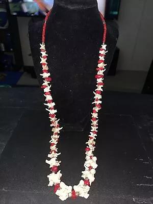 Necklace Snake Vertebrae Red Turquoise With Red Beads And Silver Beads • $75.99