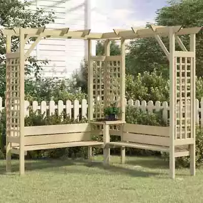 Corner Pergola With Bench Impregnated Pinewood Trellises Arbour VidaXL • £203.99