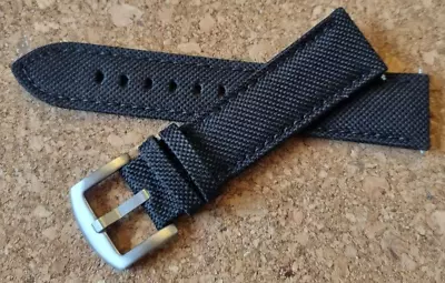 New 2023! Black Canvas (leather Lined) 22mm Width Cordura Watch Strap Sailing • £14.95