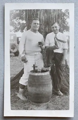 Handsome Athletic Buddy Boys ~ Beer Keg ~ Cigar ~ Vintage 1940's Snapshot PHOTO • $12.99