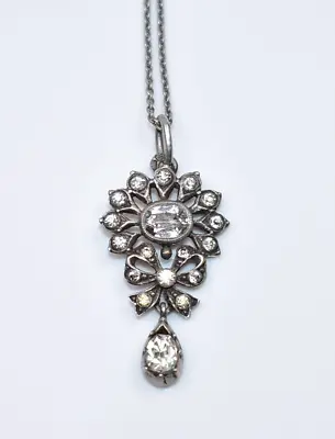 BEAUTIFUL! FRENCH ESTATE!! Belle Epoque Paste Stones 830 SILVER Pendant Necklace • $499.99