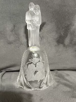 Vintage Bride & Groom Wedding Bell Cut & Frosted Glass • $15