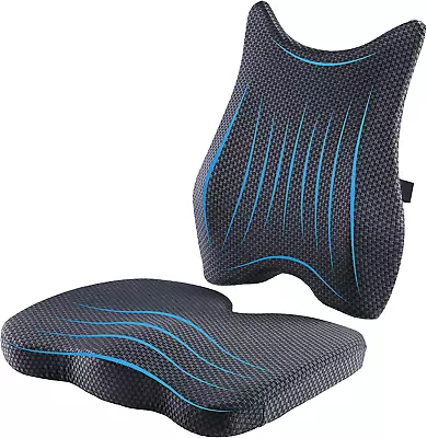 Lumbar Support Memory Foam Chair Pad And Back Cushion For Office Chair Car Seat • $42.99