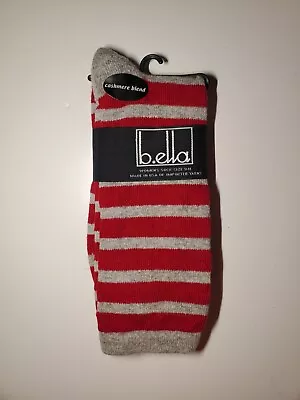 B. Ella Ladies Cashmere Wool Angora Blend Socks Keri Scarlet Stripe USA • $18