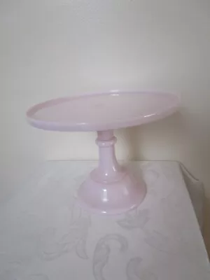 Mosser Pail Pink  Glass Pedestal Cake Stand USA 10.5'' Diameter With Label XLNT • $100