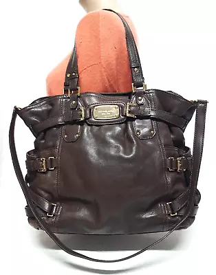 Michael Kors Gansevoort Chocolate Brown Leather Tote Shoulder Handbag • $75