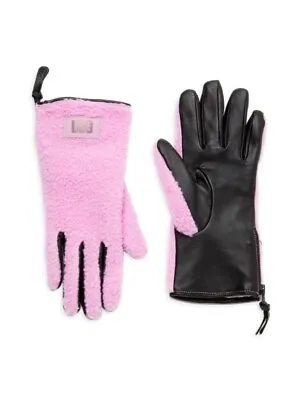 Ugg Womens Sherpa And Leather Zip Glove Rose Quartz Touch Screen Nwt • $41.99
