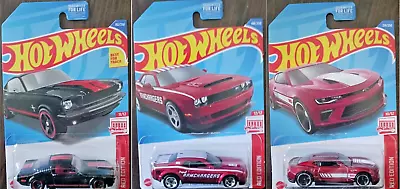 2022 Hot Wheels 3 Target Red Edition 18 Camaro SS 18 Challenger DEMON 65 Mustang • $11
