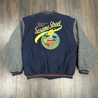 Rare VTG Sesame Street An American Original Elmo Muppets Varsity Jacket 90s Sz L • $175