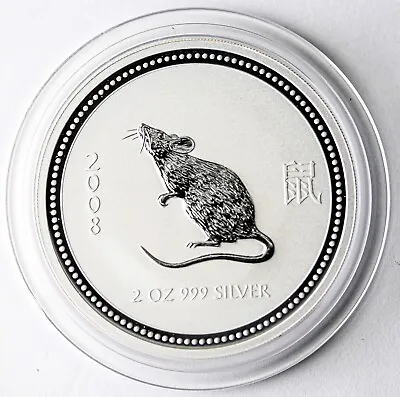 2008 2 Oz 999 Silver 2 Dollars Series I Australian Lunar Year Of The Mouse Rat • $199.99