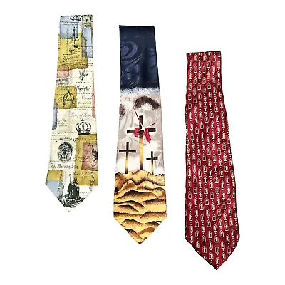 Lot Of 3 Men's Christian Religious Ties Eagle's Wings Divinity • $24