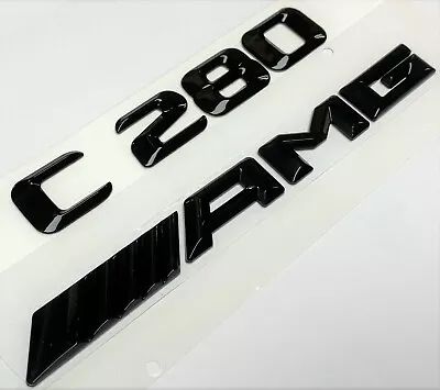 #1 C280 + Amg Black Fit Mercedes Rear Trunk Emblem Badge Nameplate Decal Numbers • $22.99