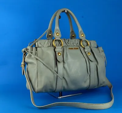 $139 • Buy Auth MIU MIU Mint Leather Vitello Lux Bauletto 2 Ways Tote Hand Bag Purse Used 