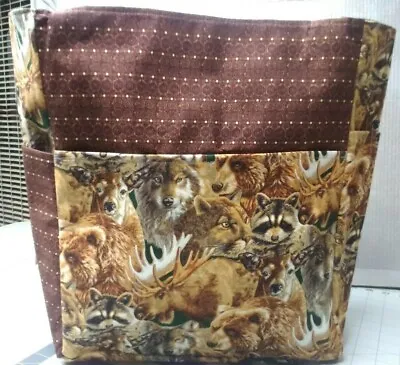 Wildlife Animals Forest Deer Moose Large Purse/Project Bag Handmade 14x16  • $49.99