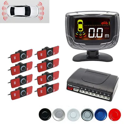 12V 8-probe Parking Sensor Dual-core Double LCD Display Car SUV Alarm System Kit • $83.29