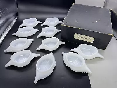 Vintage Set Of 10 Glasbake USA Crab Shells Milk Glass Deviled Imperial Dish Box • $54