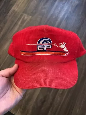 Vintage EP Water Skiing Red Corduroy Snapback Hat Cap • $59.99