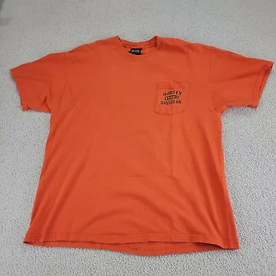 Harley Davidson T Shirt Mens XL Orange Starved Rock Otawa Illinois Motorcycle • $15