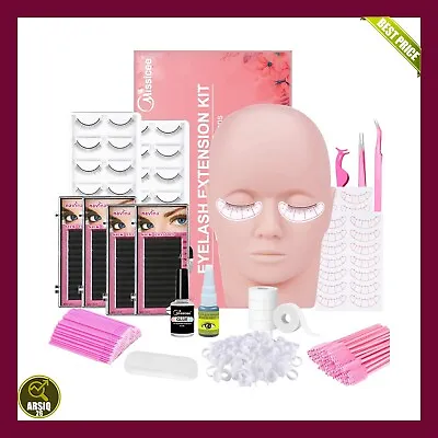 Lash Eyelash Extension Kit Professional Mannequin Head Training For Beginners E • £30.41